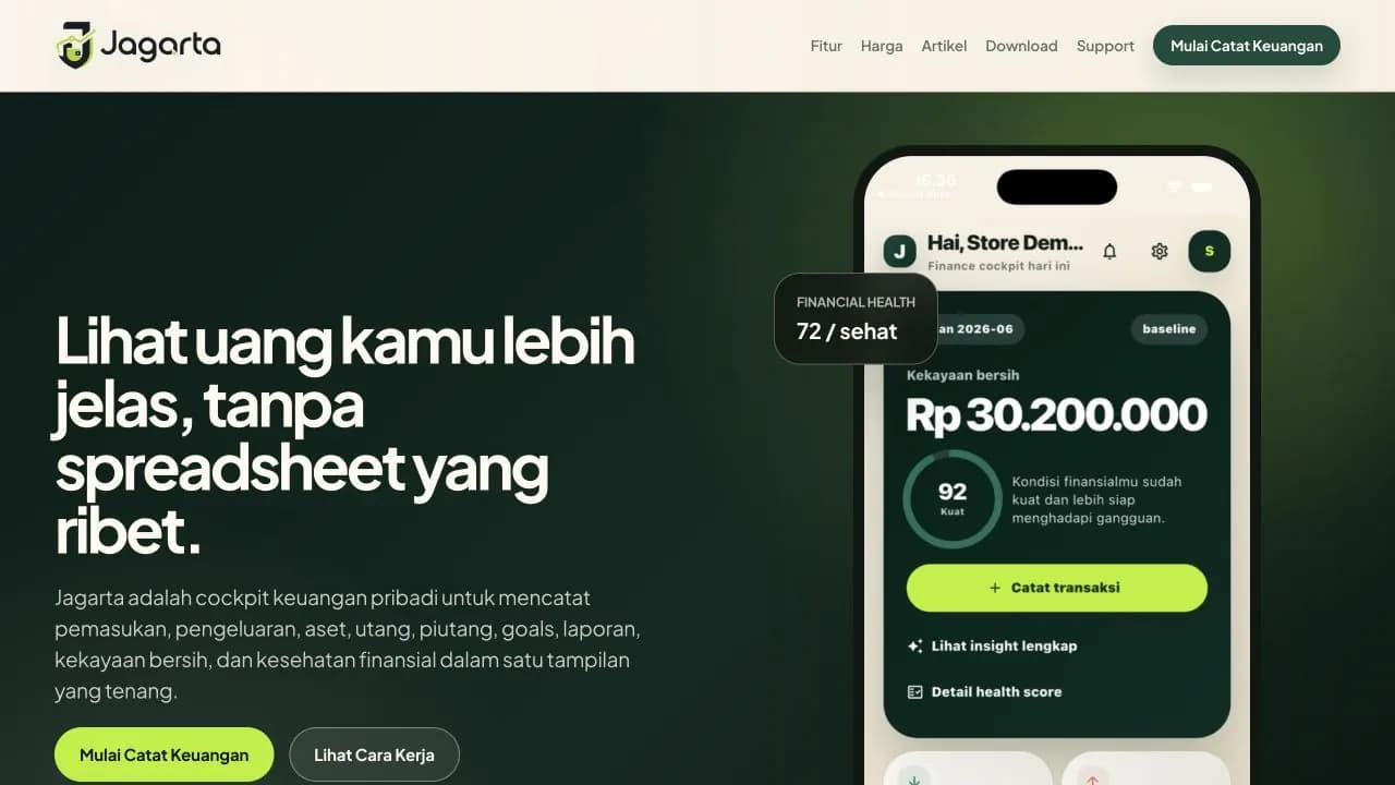 Jagarta project website or application screenshot