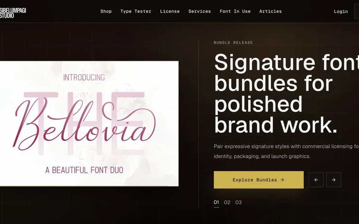 Font & Visual System service example from the Xyncema portfolio